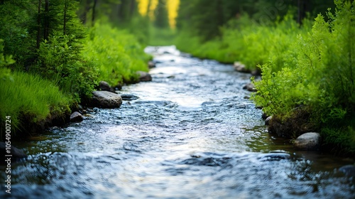 Tranquil Stream Through Forest