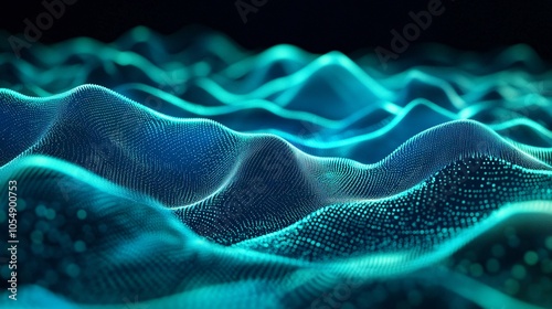 Abstract Blue Digital Wave Background
