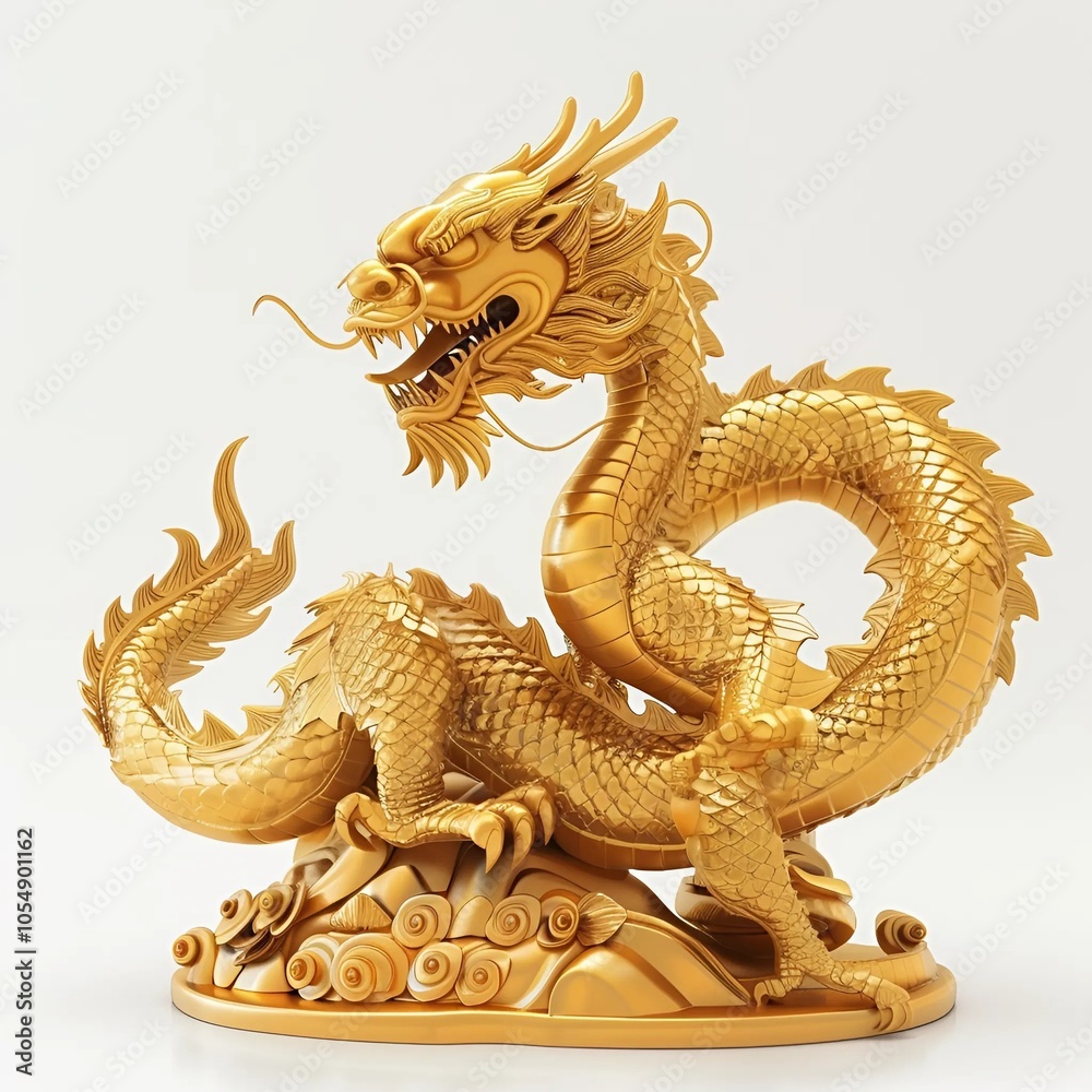 Fototapeta premium golden dragon on white
