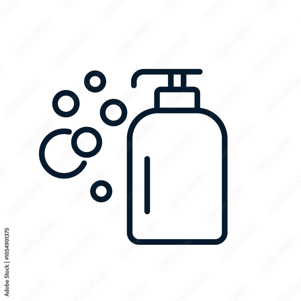 Liquid soap, antiseptic. Vector linear icon isolated on white background. Liquid soap, antiseptic. Vector linear icon isolated on white background.