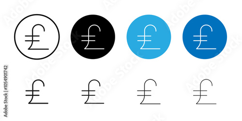 Pound icon Flat simple outline set