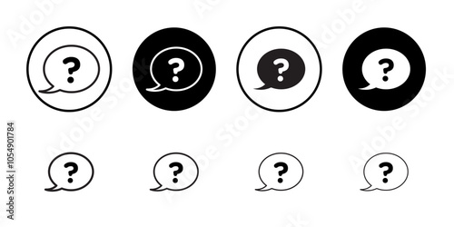 Question icon Flat simple outline set
