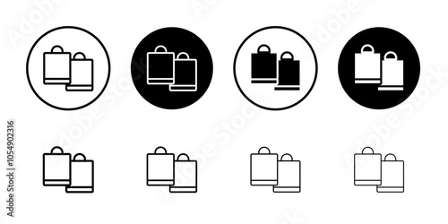 Shopping Bags icon Flat simple outline set