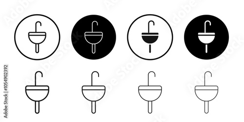 Sink icon Flat simple outline set