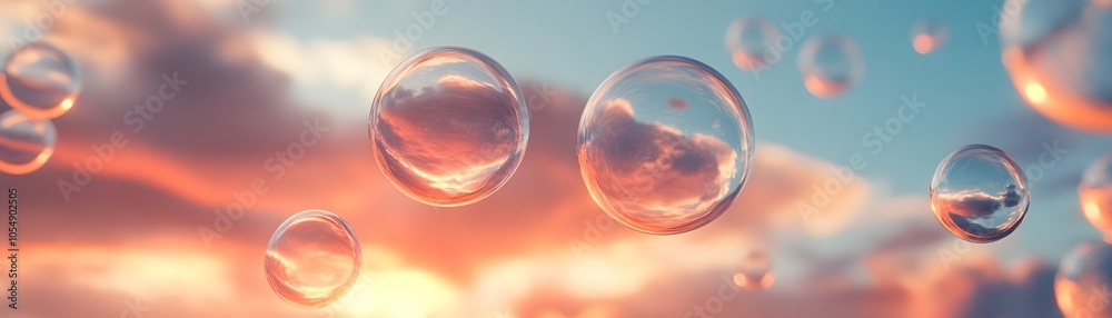 Stunning bubbles float gently against a pastel sky, reflecting colorful hues of sunset, creating a serene and dreamlike atmosphere. Stunning bubbles float gently against a pastel sky, reflecting colorful hues of sunset, creating a serene and dreamlike atmosphere.