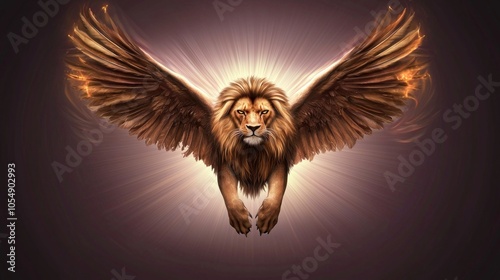 Majestic griffin with detailed feathers in high-quality symbolizing power and grace in mythical imagery photo