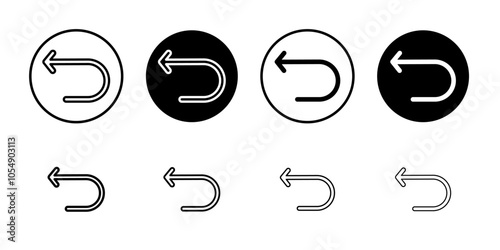 Undo icon Flat simple outline set