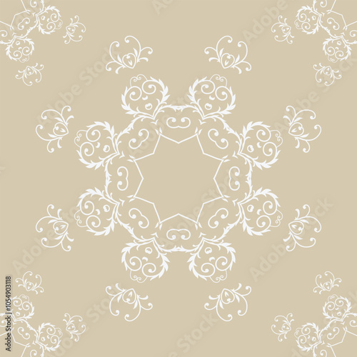 Damask Flower Shawl Traditional Japanese Pattern Folk Embroidery, Aztec Ornament Print. Design for Carpet, Wallpaper, Clothing, Wrapping, Fabric