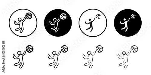 Volley ball icon Flat simple outline set