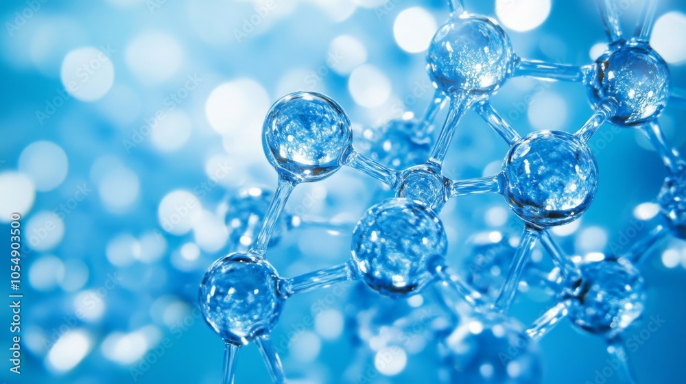 A close-up view of molecular structures with a soft blue background, showcasing interconnected spheres and a luminous effect. A close-up view of molecular structures with a soft blue background, showcasing interconnected spheres and a luminous effect.