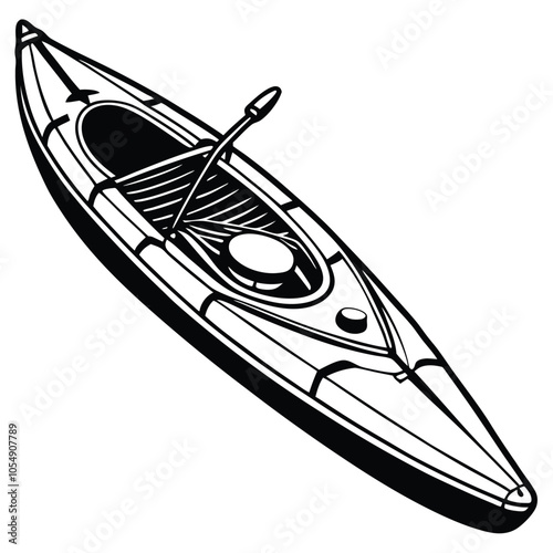 Kayak vector icon silhouette illustration on black and white.