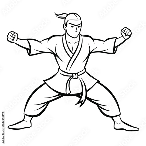 Martial Art vector hand-drawn vector illustration Isolated white background.