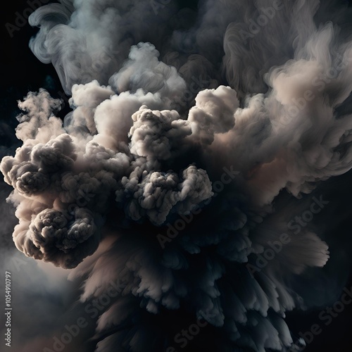 smoke powder explosion air background shape black