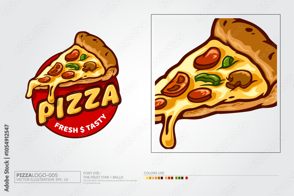 Italian Pizza Fresh Logo with realistic pizza vector illustration is highly suitable for any pizza related restaurant, fast food, delivery, bistro, catering and Italian food related businesses. Italian Pizza Fresh Logo with realistic pizza vector illustration is highly suitable for any pizza related restaurant, fast food, delivery, bistro, catering and Italian food related businesses.