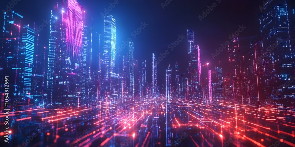 Luminous Quantum Metropolis A Cyberpunk Inspired Futuristic Skyline of Interconnected Technology Luminous Quantum Metropolis A Cyberpunk Inspired Futuristic Skyline of Interconnected Technology