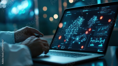 Digital health tools open on doctors laptop at desk