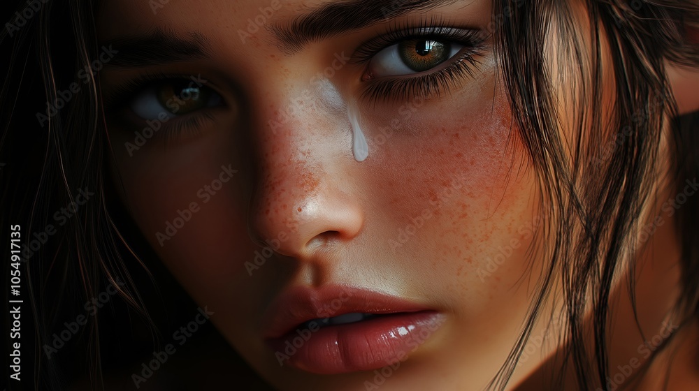 nice portrait painting of a sadness girl nice portrait painting of a sadness girl