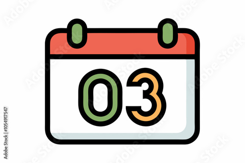 Calendar with 03 day simple icon vector design