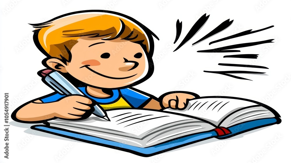 Happy Boy Writing in Notebook Education Learning School Child Student Book Pen Paper Knowledge Happy Boy Writing in Notebook Education Learning School Child Student Book Pen Paper Knowledge