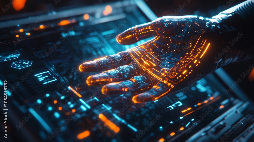 Futuristic Hand Interaction with Digital Interface Futuristic Hand Interaction with Digital Interface