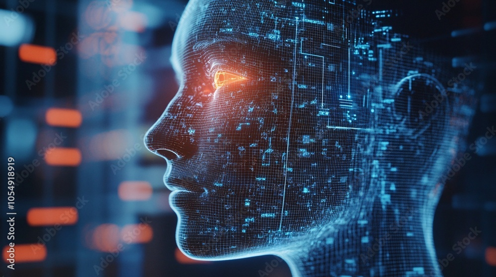Digital Facial Recognition Technology Concept Digital Facial Recognition Technology Concept