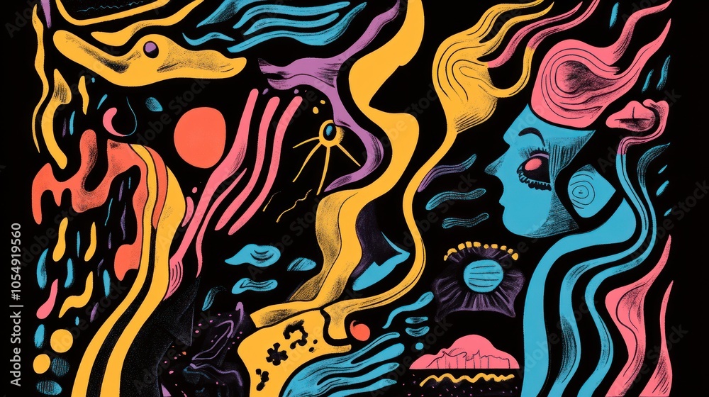 Artistic Poster Design with hand-drawn elements and abstract compositions. Artistic Poster Design with hand-drawn elements and abstract compositions.
