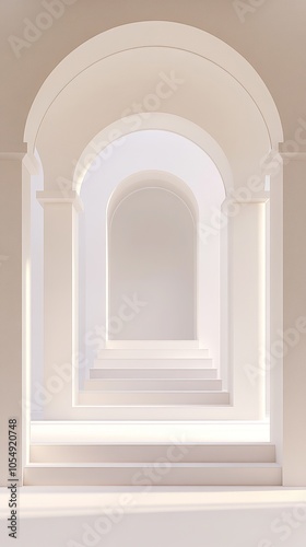 Minimalist White cream Archway Staircase Interior Design