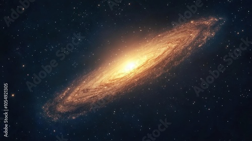 A glowing Andromeda Galaxy, floating majestically in the night sky, surrounded by sparkling stars.