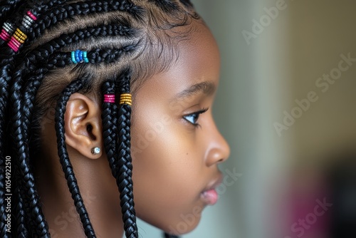 intricate African braids with beads photo