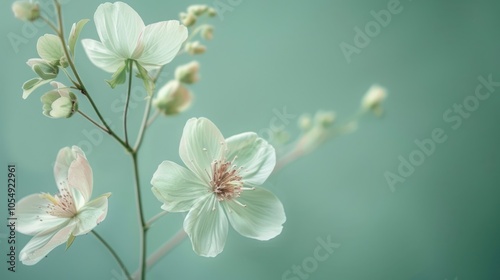 A pastel mint green background with subtle floral outlines, creating a fresh and charming feel that works well for spring, beauty, or eco-focused projects