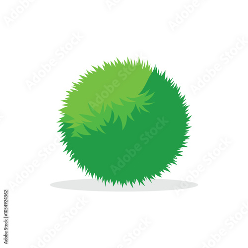  Green grass ball isolated flat vector illustration on white background.