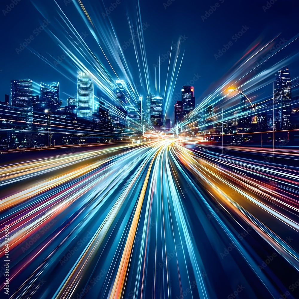 Cityscape with Light Trails. Cityscape with Light Trails.