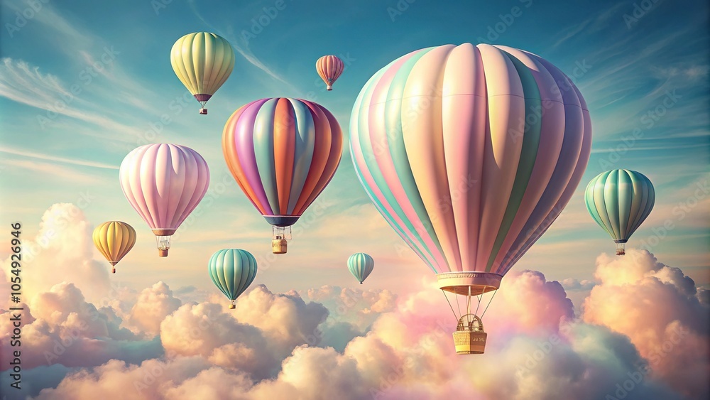 Fototapeta premium Whimsical hot air balloons floating in sky