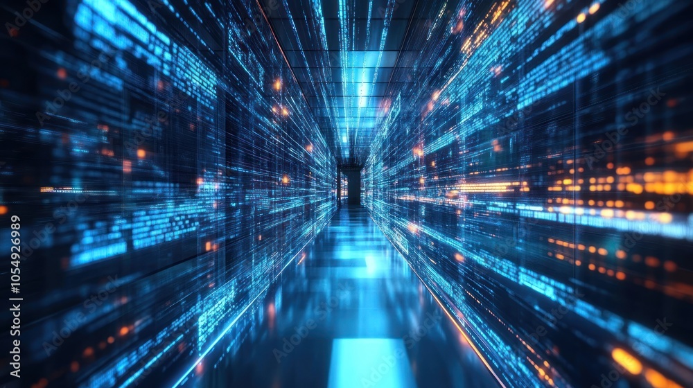 Digital communication network, representing data transfer and information technology systems. Digital communication network, representing data transfer and information technology systems.