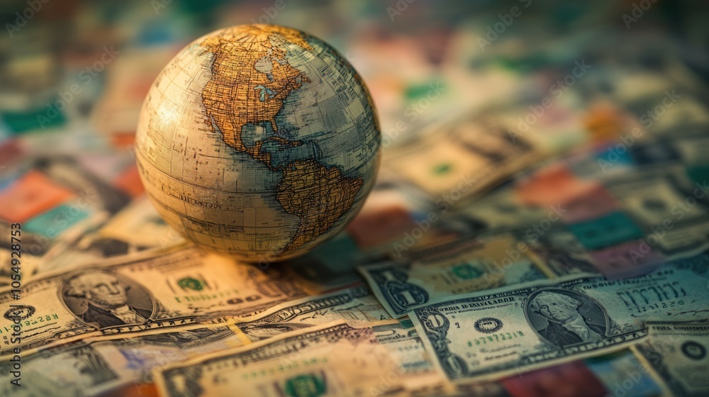 Foreign exchange investment, visualizing global currency trades for profit.