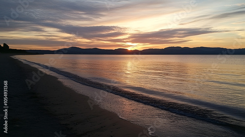 Serene sunset over calm waters