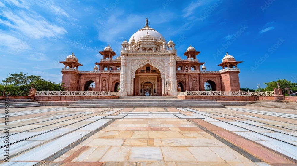 Fototapeta premium Majestic Heritage Temple Under Clear Blue Sky