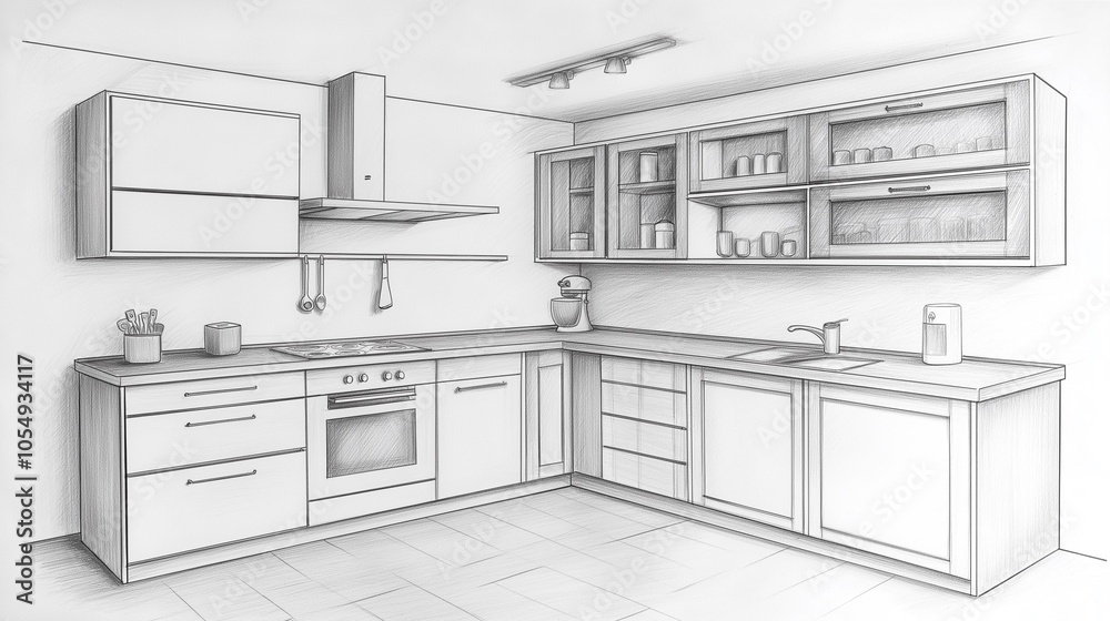 A stylish kitchen interior with a minimalist design.
A stylish kitchen interior with a minimalist design.