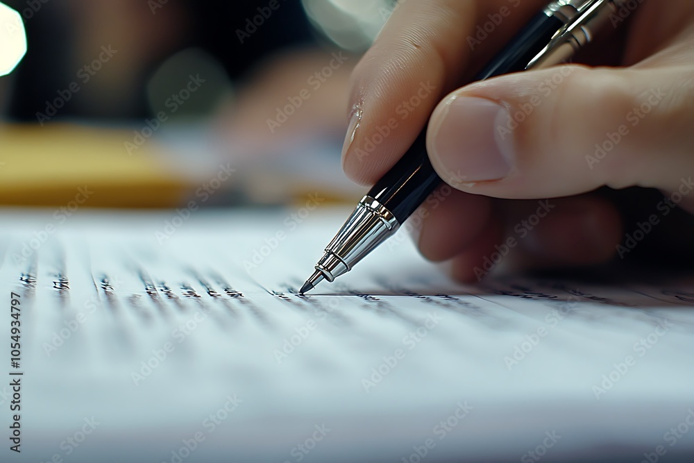 Close-up of a Hand Signing a Document Close-up of a Hand Signing a Document