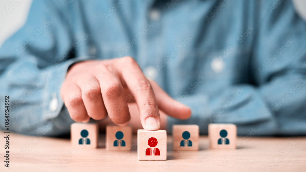 Hr, HRM, Human resources management concept. Wooden cube block print screen person. teamwork concept. Hr, HRM, Human resources management concept. Wooden cube block print screen person. teamwork concept.