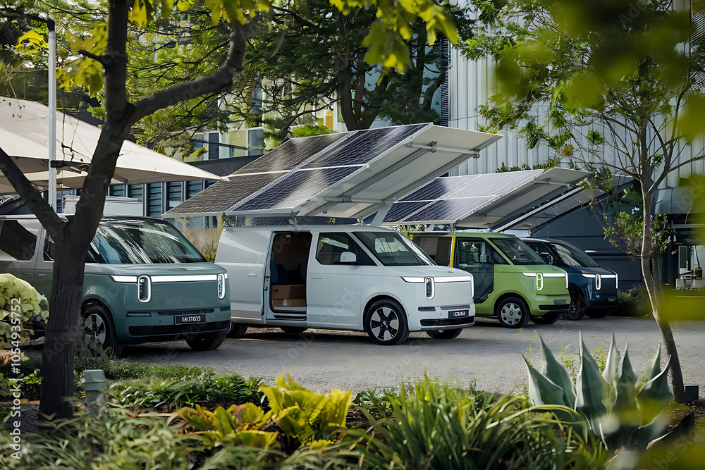 Fleet of Electric Delivery Vans in Green Logistics Initiative Fleet of Electric Delivery Vans in Green Logistics Initiative