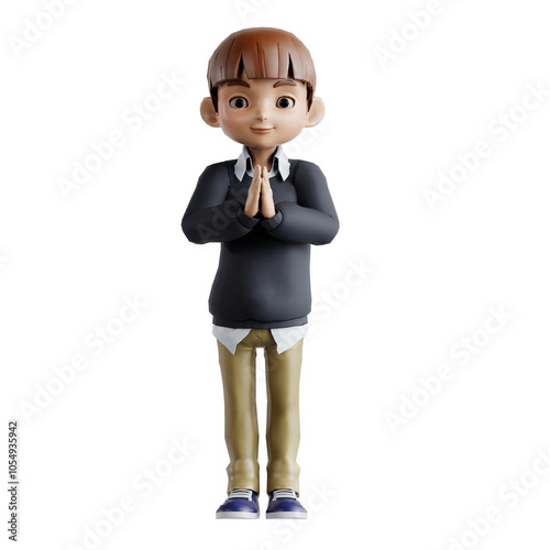 3D character rendering child boy pose library design illustrator