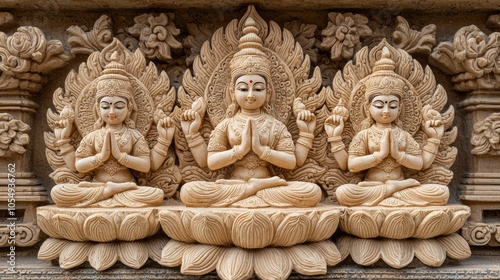 Serene Stone Statues of Meditating Deities