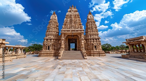 Majestic Hindu Temple Under Blue Sky