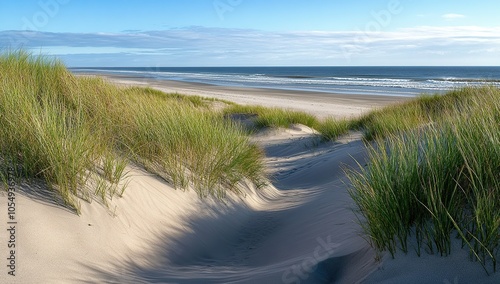 Fototapeta Naklejka Na Ścianę i Meble -  A photograph of the dunes on Wantonia Beach in the style of iconic landscape photography