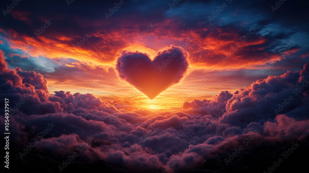 stunning sunset with heart shaped clouds creates dreamy atmosphere stunning sunset with heart shaped clouds creates dreamy atmosphere