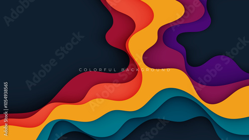 Abstract papercut background colorful wavy shape cutout design vector