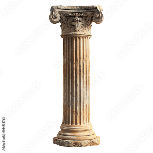 Greek pillar isolated on transparent background