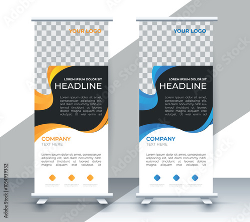 Modern roll up banner design template. flyer. pull up. presentation. brochure. poster. advertisement. print media	
