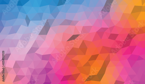 Pink, orange and blue gradient style low polygonal shape abstract origami background for your business use